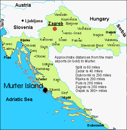 Locations of Croatia airports